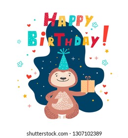 sloth wishes happy birthday vector