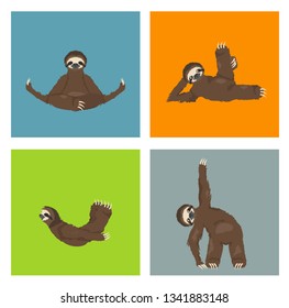 Sloth Yoga Collection Funny Cartoon Animals Stock Vector (Royalty Free ...