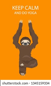 Sloth yoga collection. Funny cartoon animals in different postures set. Vector illustration