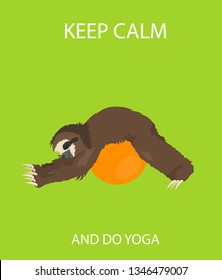 Sloth yoga collection. Funny cartoon animals in different postures set. Vector illustration