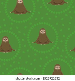 Sloth Yoga Seamless Pattern. vector image