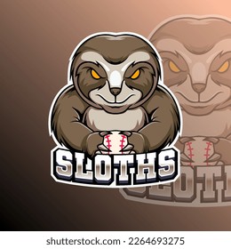 Sloths Baseball Animal Logo Sport Club Team Badge