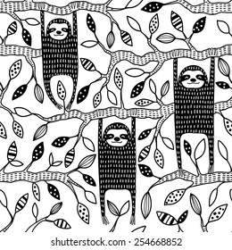 Sloths seamless pattern