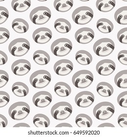 Sloths, Seamless vector pattern with flat animals, swatch inside