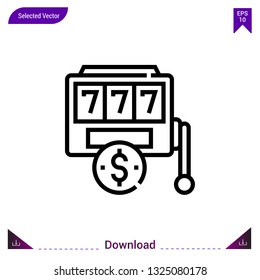 slot-machine icon vector . Best modern, simple, isolated, application ,passive-incomes icons, logo, flat icon for website design or mobile applications, UI / UX design vector format