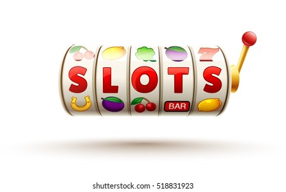 slots 3d element isolated on white with place for text casino object icons