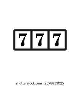 Slots with 777 jackpot vector icon for casino apps and web