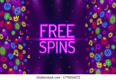 Slots free spins, 777 slot sign machine. Vector illustration.