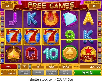 Slots game template. Vector illustration