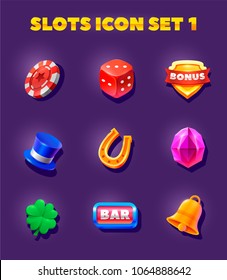  Slots  Icons set. Objects for game user interface. 