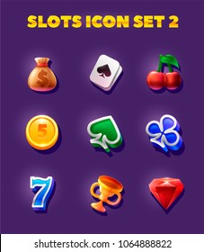  Slots  Icons set. Objects for game user interface.