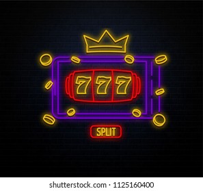 Slots Neon Sign Isolated On Brick Stock Vector (Royalty Free ...