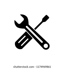 Slotted common blade screwdriver flat vector icon for apps and websites.