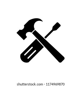 Slotted common blade screwdriver flat vector icon for apps and websites.