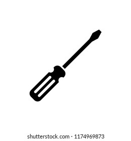 Slotted common blade screwdriver flat vector icon for apps and websites.