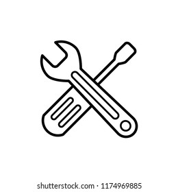 Slotted common blade screwdriver flat vector icon for apps and websites.
