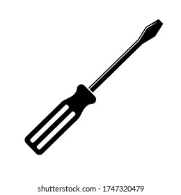 Slotted common blade screwdriver flat. Vector icon for apps and websites on isolated on white. 