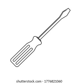 Slotted common blade screwdriver flat. Vector icon for apps and websites on isolated on white. 