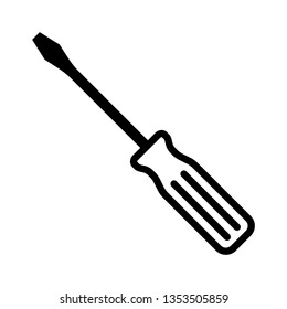 Slotted common blade screwdriver line art vector icon for apps and websites