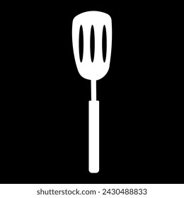 slotted kitchen spatula fry cook black white element vector illustration