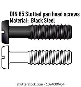 Slotted pan head screws from black steel