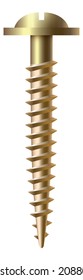 Slotted round washer screw. Gold metal fastener