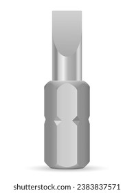 Slotted screwdriver bit on a white background. Vector illustration.