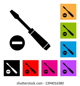 Slotted Screwdriver Icon With Different Color Background