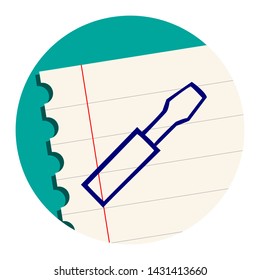 Slotted Screwdriver Icon on a Notebook Sheet 