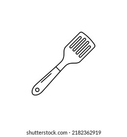 slotted spatula icon in line style icon, isolated on white background