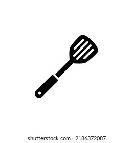 slotted spatula, turner spatula icon in black flat glyph, filled style isolated on white background