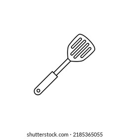 slotted spatula, turner spatula icon in line style icon, isolated on white background