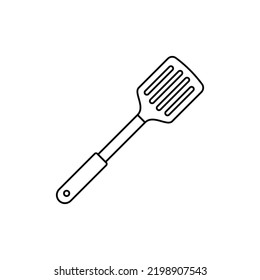 slotted spatula, turner spatula icon in line style icon, isolated on white background