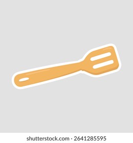 Slotted Spatula Vector Sticker. Cute vector illustration of a slotted kitchen spatula, perfect for cooking, baking, and culinary designs