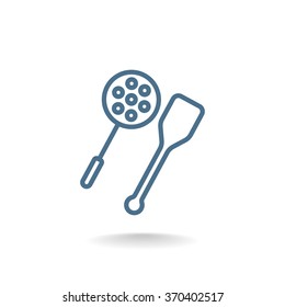 slotted spoon and a wooden spatula for frying icon