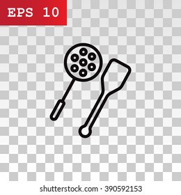 slotted spoon and a wooden spatula for frying icon