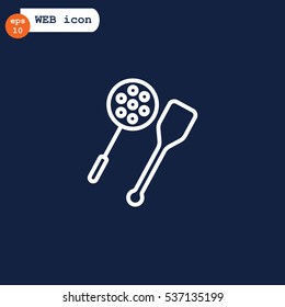 slotted spoon and a wooden spatula for frying icon