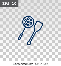 slotted spoon and a wooden spatula for frying icon