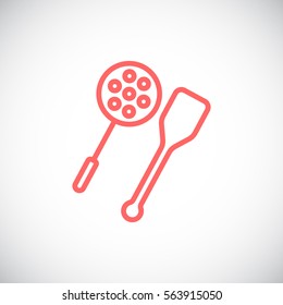slotted spoon and a wooden spatula for frying icon