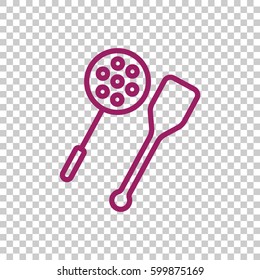 slotted spoon and a wooden spatula for frying icon