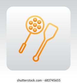 slotted spoon and a wooden spatula for frying icon