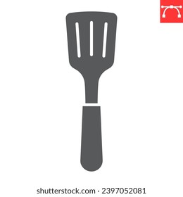 Slotted turner glyph icon, kitchen and kitchenware, slotted spatula vector icon, vector graphics, editable stroke solid sign, eps 10