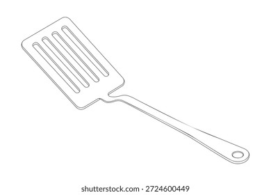 Schlitzwender, Küchenhilfe - handgezeichnete isometrische schwarz-weiße Vektorgrafik.