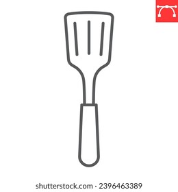 Slotted turner line icon, kitchen and kitchenware, slotted spatula vector icon, vector graphics, editable stroke outline sign, eps 10