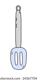 Slotted turner spatula, cooking or baking utensil, kitchen design element, vector