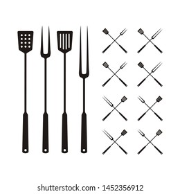 Slotted Turner Spatula Flipper and Carving Fork for BBQ Grill, Barbeque Steak logo design