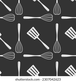 Slotted Turner and Whisk seamless pattern. Vector illustration