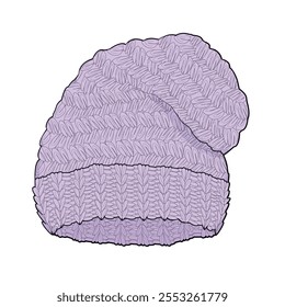 Slouch beanie flat drawing vector design mockup template.