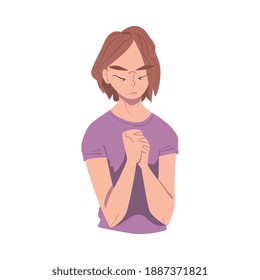 Slouching Female Crying and Suffering Because of Lost Love and Heartbreak Vector Illustration