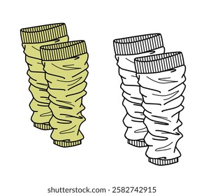 Slouchy crochet leg warmers vector template technical design by adobe illustrator.